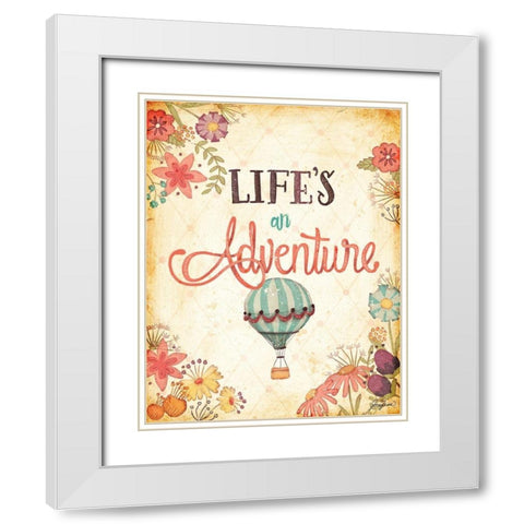 Enjoy Lifes Adventures I White Modern Wood Framed Art Print with Double Matting by Josefina