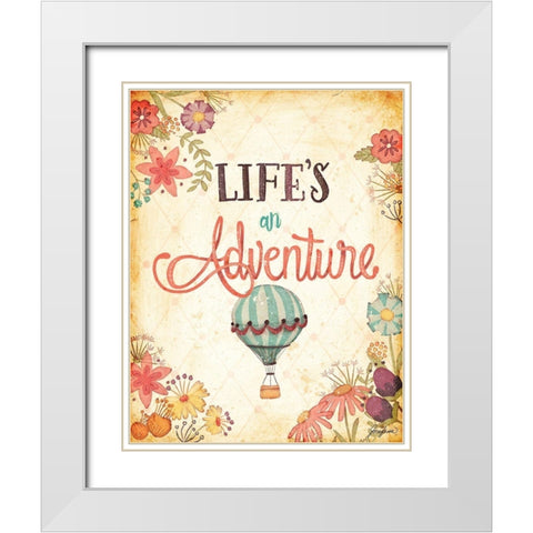 Enjoy Lifes Adventures I White Modern Wood Framed Art Print with Double Matting by Josefina