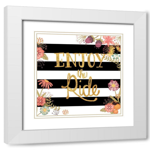 Enjoy the Ride White Modern Wood Framed Art Print with Double Matting by Josefina