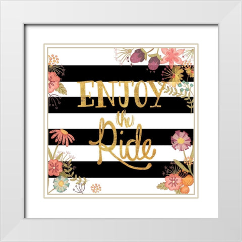 Enjoy the Ride White Modern Wood Framed Art Print with Double Matting by Josefina