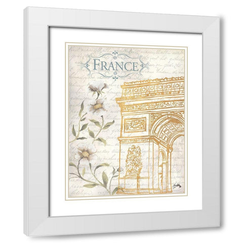 Golden Paris II White Modern Wood Framed Art Print with Double Matting by Medley, Elizabeth