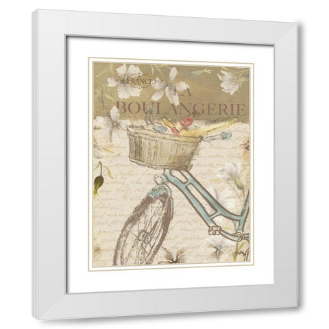 Paris Outing II White Modern Wood Framed Art Print with Double Matting by Medley, Elizabeth