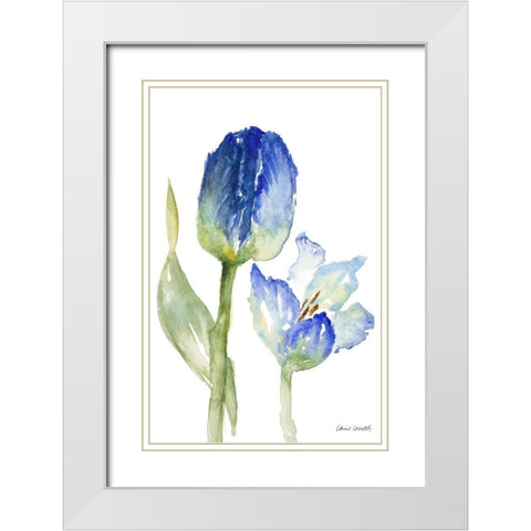 Teal and Lavender Tulips I White Modern Wood Framed Art Print with Double Matting by Loreth, Lanie