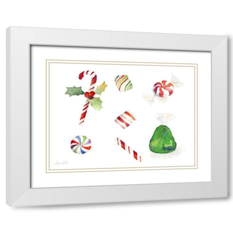 Christmas Candies White Modern Wood Framed Art Print with Double Matting by Loreth, Lanie