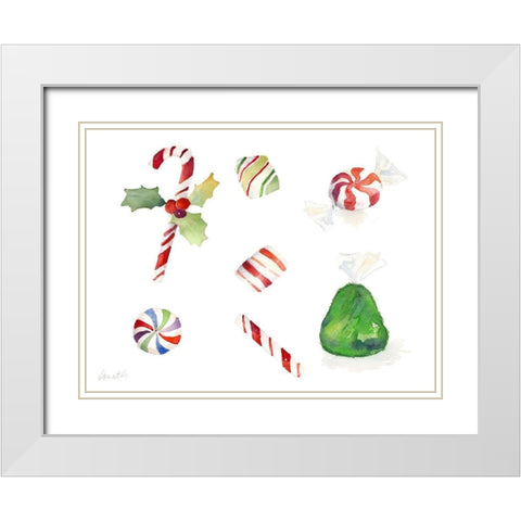 Christmas Candies White Modern Wood Framed Art Print with Double Matting by Loreth, Lanie