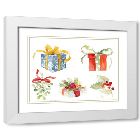 Christmas Presents White Modern Wood Framed Art Print with Double Matting by Loreth, Lanie