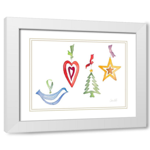 Modern Christmas Ornaments White Modern Wood Framed Art Print with Double Matting by Loreth, Lanie