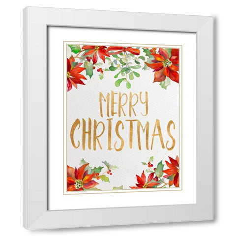 Holiday Poinsettias II White Modern Wood Framed Art Print with Double Matting by Loreth, Lanie