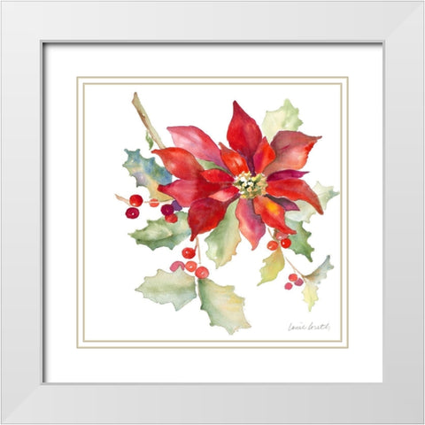 Poinsettias II White Modern Wood Framed Art Print with Double Matting by Loreth, Lanie
