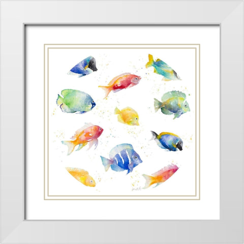 Tropical Fish Round White Modern Wood Framed Art Print with Double Matting by Loreth, Lanie