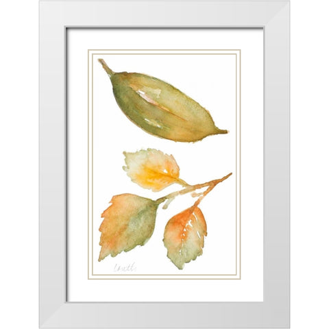 Rustic Autumn Leaves IV White Modern Wood Framed Art Print with Double Matting by Loreth, Lanie