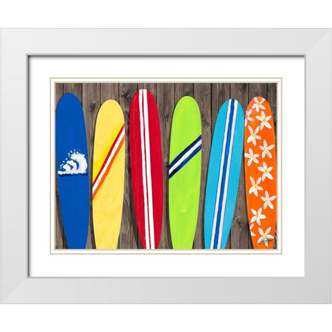 Surf Boards For Rent White Modern Wood Framed Art Print with Double Matting by DeRice, Julie