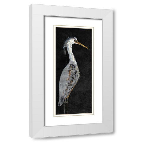 Heron on Black II White Modern Wood Framed Art Print with Double Matting by DeRice, Julie