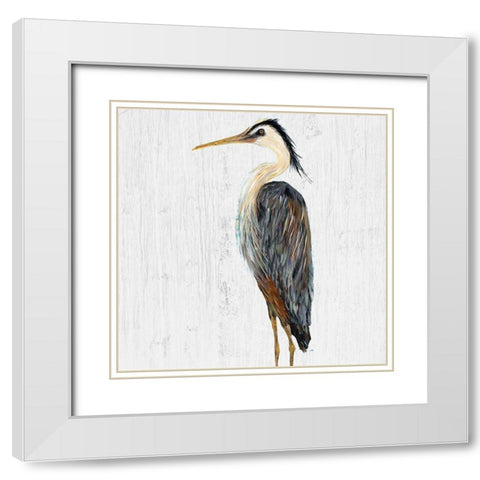 Heron On Whitewash I White Modern Wood Framed Art Print with Double Matting by DeRice, Julie