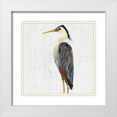 Heron On Whitewash I White Modern Wood Framed Art Print with Double Matting by DeRice, Julie