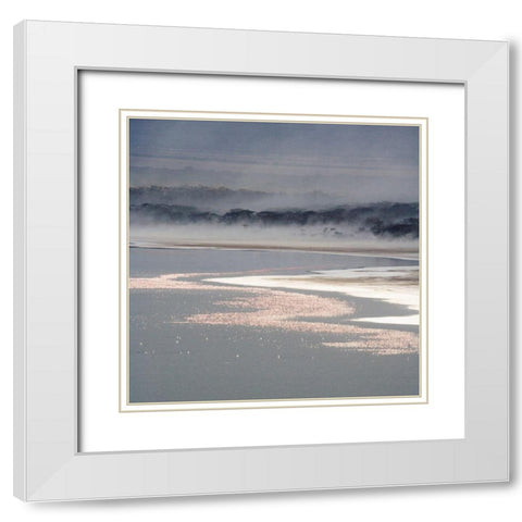 Flamingo Land Square White Modern Wood Framed Art Print with Double Matting by Walker, Carol