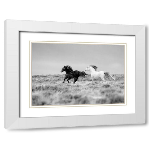 Black And White Mates White Modern Wood Framed Art Print with Double Matting by Walker, Carol