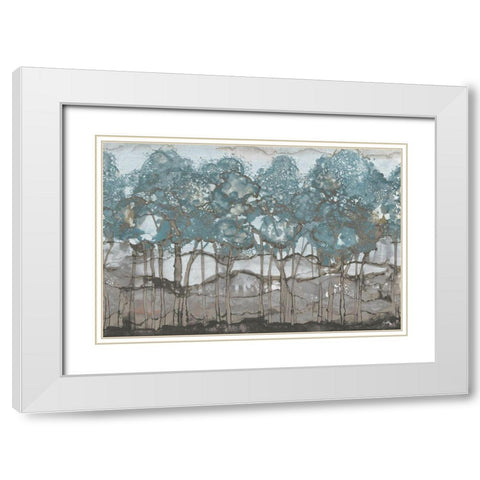 Muted Watercolor Forest White Modern Wood Framed Art Print with Double Matting by Medley, Elizabeth