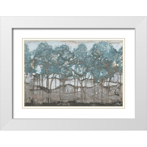 Muted Watercolor Forest White Modern Wood Framed Art Print with Double Matting by Medley, Elizabeth