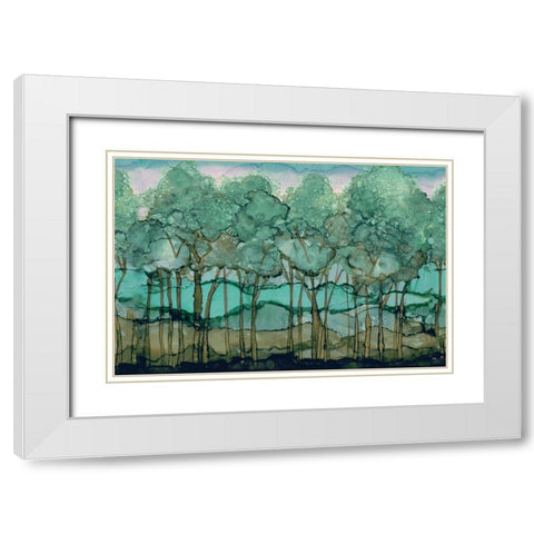 Green Tree Grove White Modern Wood Framed Art Print with Double Matting by Medley, Elizabeth