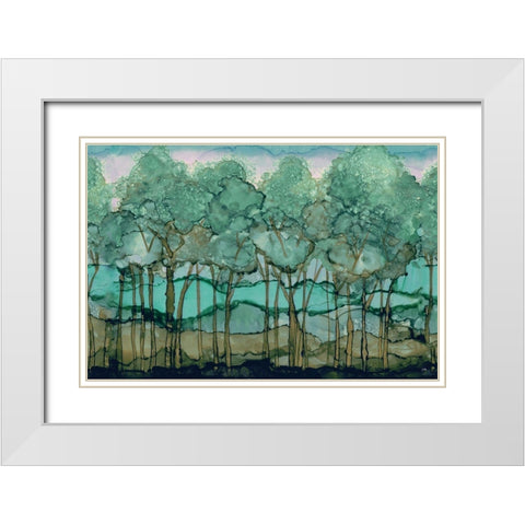 Green Tree Grove White Modern Wood Framed Art Print with Double Matting by Medley, Elizabeth