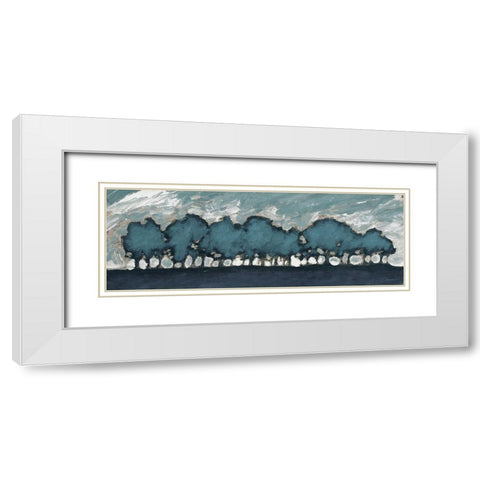 Tree Row Sunset White Modern Wood Framed Art Print with Double Matting by Meneely, Dan