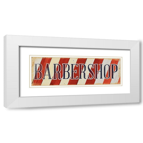 Barbershop White Modern Wood Framed Art Print with Double Matting by SD Graphics Studio