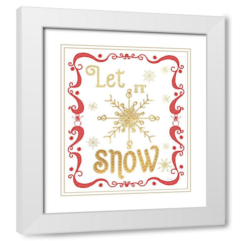Gold and Red Christmas I White Modern Wood Framed Art Print with Double Matting by Metz, Andi