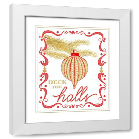 Gold and Red Christmas II White Modern Wood Framed Art Print with Double Matting by Metz, Andi