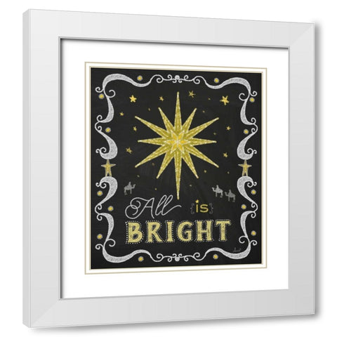 Christmas Night Chalk II White Modern Wood Framed Art Print with Double Matting by Metz, Andi