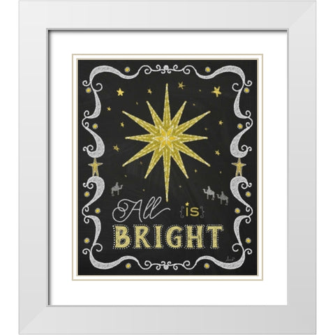 Christmas Night Chalk II White Modern Wood Framed Art Print with Double Matting by Metz, Andi