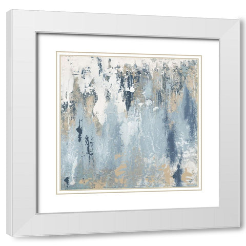Blue Illusion Square III White Modern Wood Framed Art Print with Double Matting by Pinto, Patricia