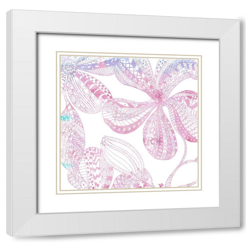 Floral Embossed II White Modern Wood Framed Art Print with Double Matting by James, Nola