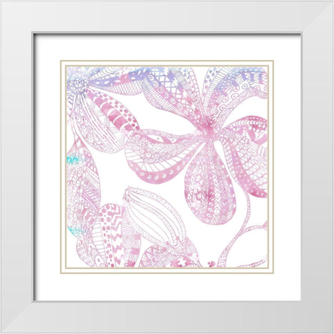 Floral Embossed II White Modern Wood Framed Art Print with Double Matting by James, Nola