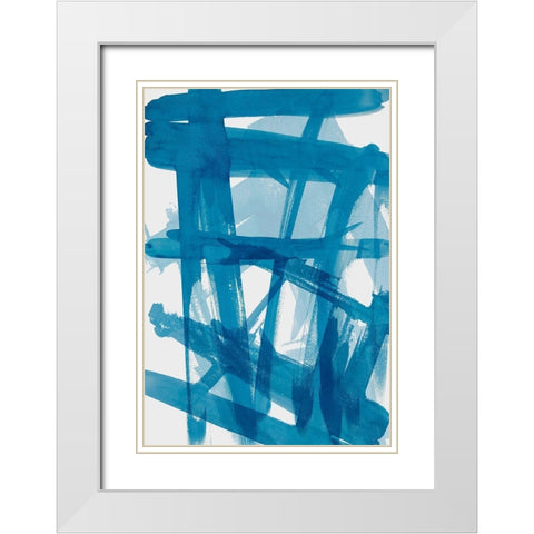 Blue March White Modern Wood Framed Art Print with Double Matting by SD Graphics Studio
