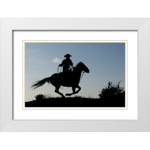 Gallop Along White Modern Wood Framed Art Print with Double Matting by Walker, Carol