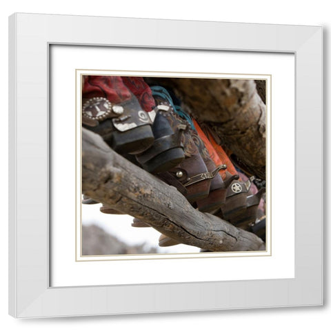 Western Boots I White Modern Wood Framed Art Print with Double Matting by Walker, Carol