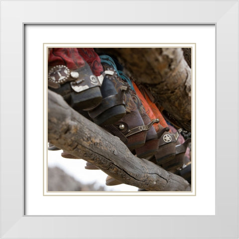 Western Boots I White Modern Wood Framed Art Print with Double Matting by Walker, Carol