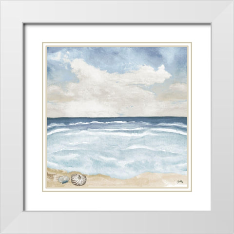 Evening Coast View I White Modern Wood Framed Art Print with Double Matting by Medley, Elizabeth