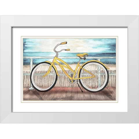 Coastal Bike Rides White Modern Wood Framed Art Print with Double Matting by Medley, Elizabeth