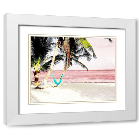 Hammock Paradise in Pink White Modern Wood Framed Art Print with Double Matting by Navas, Emily
