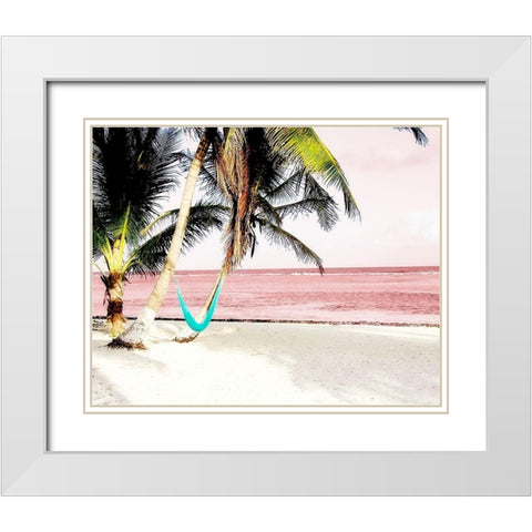 Hammock Paradise in Pink White Modern Wood Framed Art Print with Double Matting by Navas, Emily