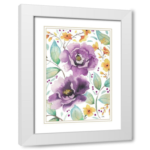 Spring Poppies I White Modern Wood Framed Art Print with Double Matting by Medley, Elizabeth