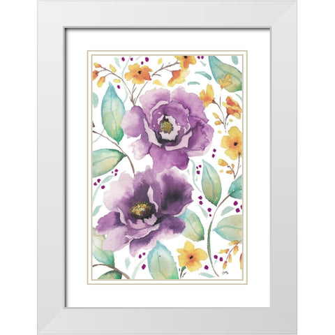 Spring Poppies I White Modern Wood Framed Art Print with Double Matting by Medley, Elizabeth