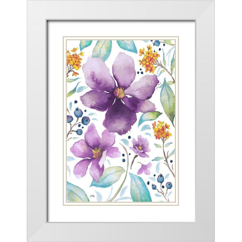 Spring Poppies II White Modern Wood Framed Art Print with Double Matting by Medley, Elizabeth