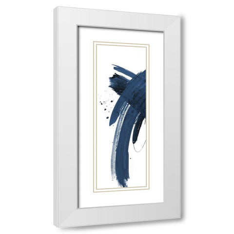 Navy Wash On White Panel II White Modern Wood Framed Art Print with Double Matting by Pinto, Patricia