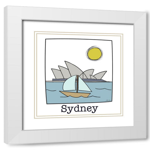 Travel The World Sydney White Modern Wood Framed Art Print with Double Matting by Edwins, Hugo