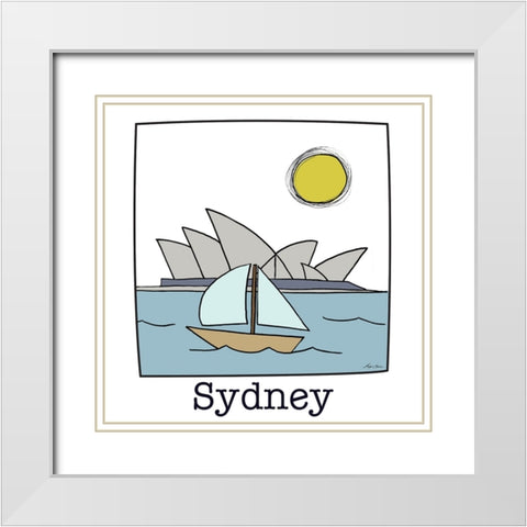 Travel The World Sydney White Modern Wood Framed Art Print with Double Matting by Edwins, Hugo