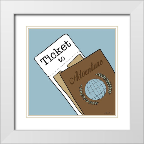 Ticket To Adventure White Modern Wood Framed Art Print with Double Matting by Edwins, Hugo