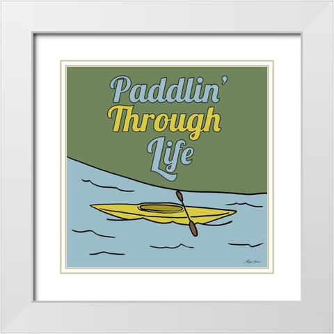 Paddlin Through Life White Modern Wood Framed Art Print with Double Matting by Edwins, Hugo